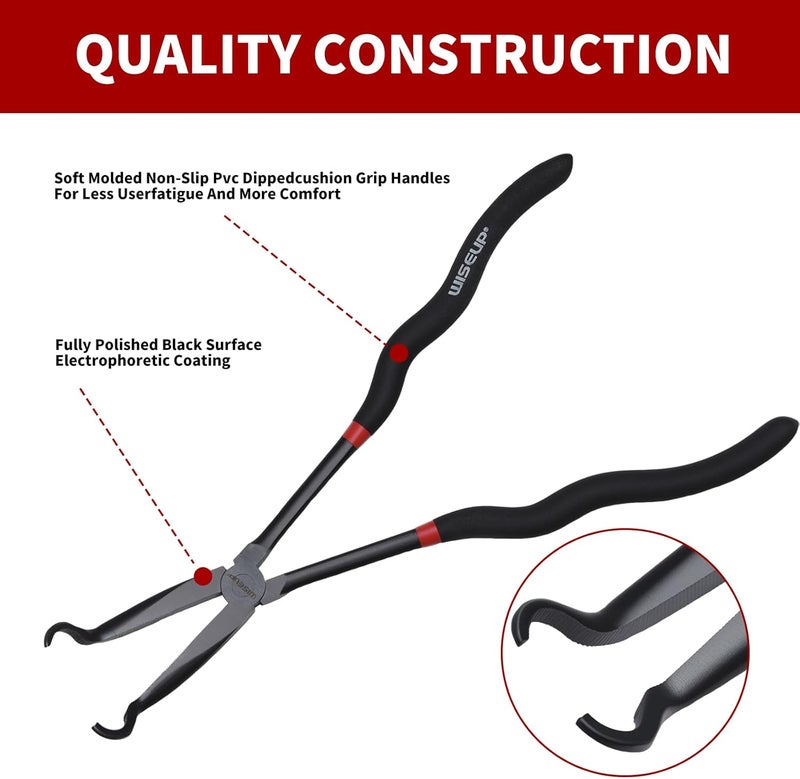 WISEUP 3-Piece 11" Long Reach Hose Grip Pliers Set, 5/16-Inch, 1/2-Inch, 3/4-Inch Dia O-shape nose plier for Easy Removal and Installation of Automotive Hoses and Fitting - Image 4